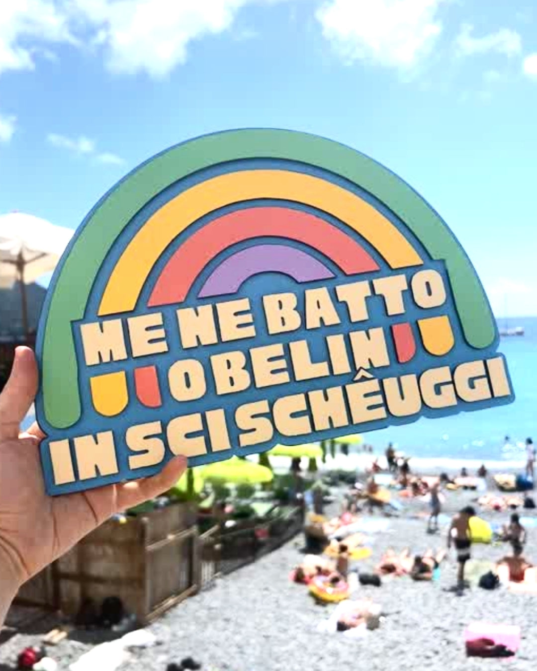 Targa in Legno "Me ne batto o belin in sci scheuggi"
