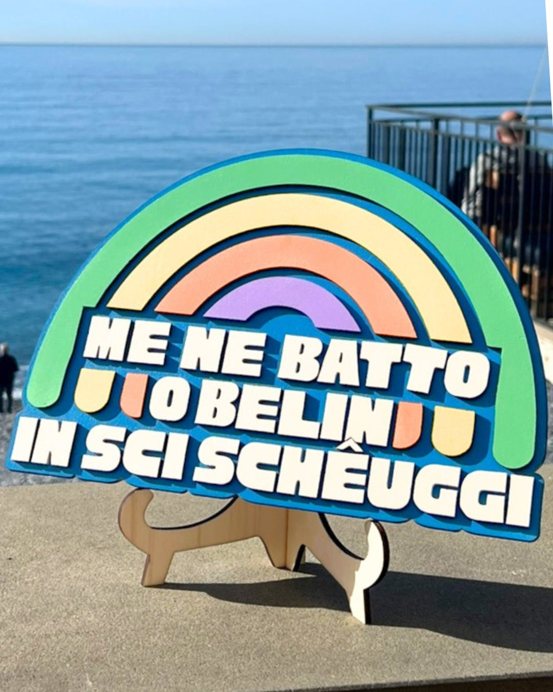 Targa in Legno "Me ne batto o belin in sci scheuggi"
