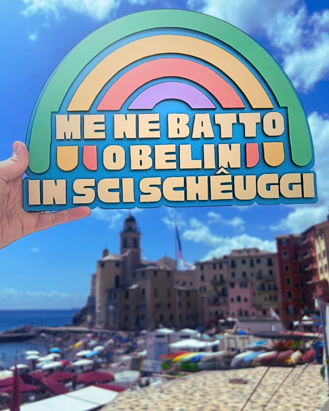 Targa in Legno "Me ne batto o belin in sci scheuggi"